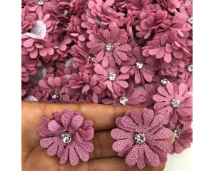 FLOR DE TECIDO COM STRASS (PCT C/ 2UN)