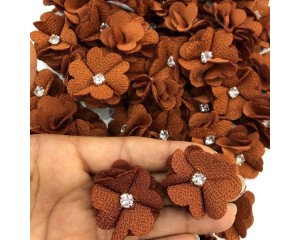 FLOR DE TECIDO C/ STRASS (PCT C/ 2 UN)