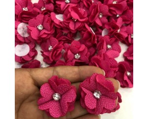 FLOR DE TECIDO C/ STRASS (PCT C/ 2 UN)
