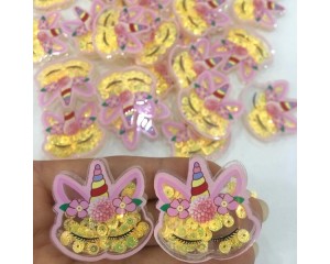 APLIQUE UNICORNIO EM ACRILICO (PCT C/ 2 UN)