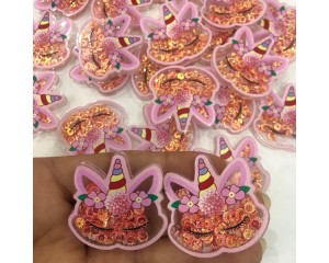 APLIQUE UNICORNIO EM ACRILICO (PCT C/ 2 UN)