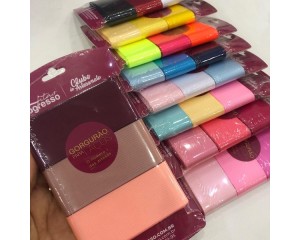 CARTELA FITA GORGURÃO P/ LAÇOS 3 CORES PROGRESSO 38MM C/ 9M