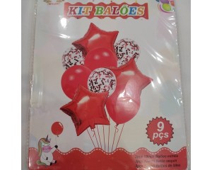 BALÕES METALIZADOS BUQUE COM ESTRELA C/ 9 PÇS