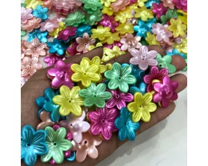 APLIQUE FLOR DE PLASTICO SORTIDOS (PCT C/ 12UN)