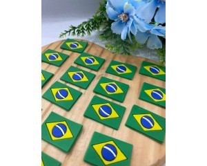 APLIQUE BANDEIRA DO BRASIL DE SILICONE PCT C/ 4 UN