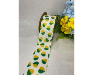 FITA GORGURÃO ESTAMPADA - CORAÇÃO COPA - 38MM  - 10 METROS